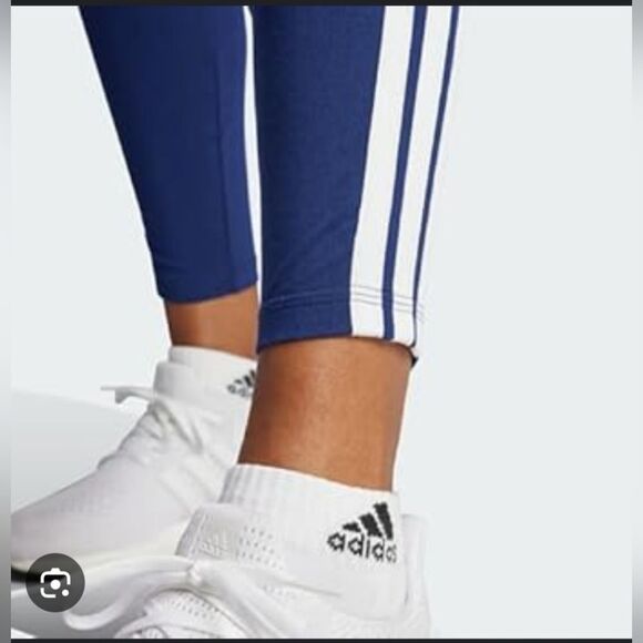 Adidas Navy 3 Stripe Leggings - Picture 2 of 8